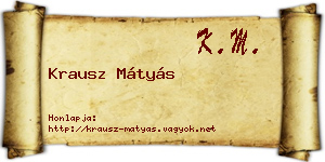 Krausz Mátyás névjegykártya