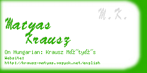 matyas krausz business card